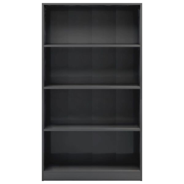 vidaXL 4-Tier Book Cabinet High Gloss Grey 80x24x142 cm Engineered Wood