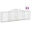 vidaXL Arched Gabion Baskets 3 pcs 300x30x80/100 cm Galvanised Iron