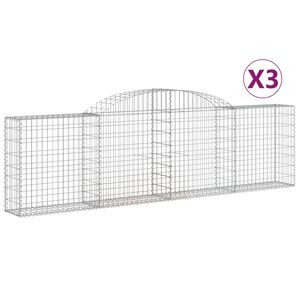 vidaXL Arched Gabion Baskets 3 pcs 300x30x80/100 cm Galvanised Iron
