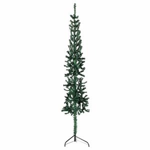 vidaXL Artificial Half Christmas Tree | Green | PVC | Slim | Decorative Inlays