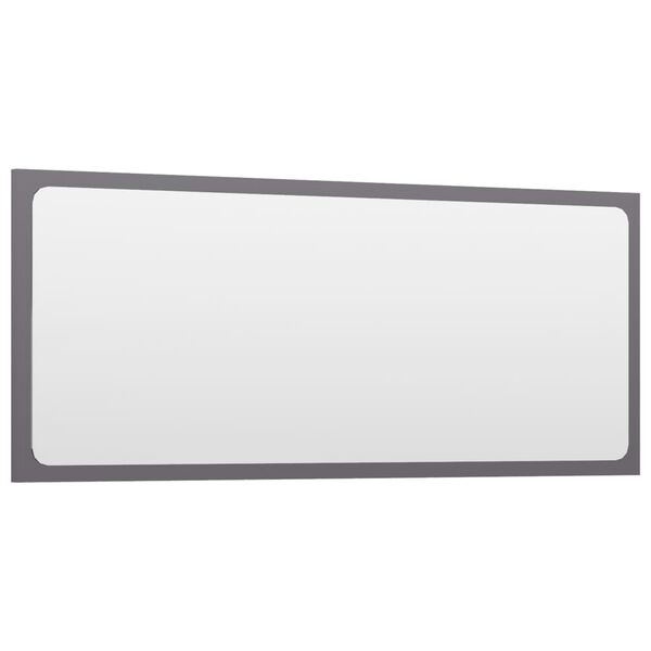 vidaXL Bathroom Mirror High Gloss Grey 90x1.5x37 cm Engineered Wood