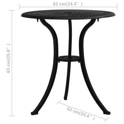 vidaXL Garden Table Black 62x62x65 cm Cast Aluminium