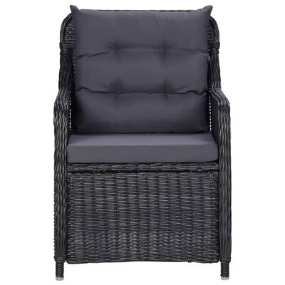 vidaXL Garden Chairs 2 pcs with Cushions Poly Rattan Black