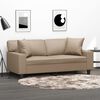 vidaXL 2-Seater Sofa with Throw Pillows Cappuccino 140 cm Faux Leather