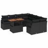 vidaXL Garden Sofa Set 9 pcs Black Poly rattan
