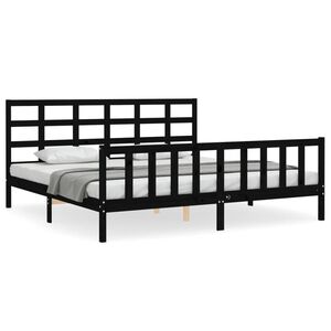 vidaXL Bed Frame without Mattress Black Solid Wood Pine