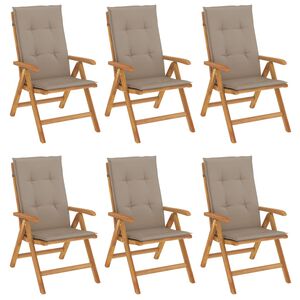 vidaXL Reclining Garden Chairs with Cushions 6 pcs Solid Wood Teak