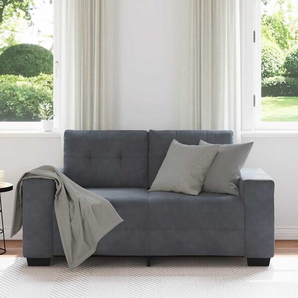 vidaXL Loveseat Sofa Dark Grey 160x77x82 cm Velvet