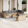 vidaXL 13 Piece Garden Sofa Set with Cushions Beige Poly Rattan