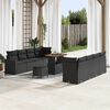 vidaXL Garden Sofa Set Height-Adjustable 11 pcs Black Poly Rattan