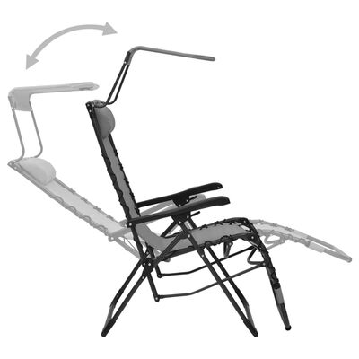 vidaXL Folding Deck Chair Textilene Grey