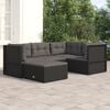 vidaXL 5 Piece Garden Lounge Set with Cushions Black Poly Rattan