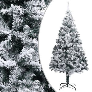 vidaXL Artificial Christmas Tree | Green with flocked white snow | PVC, Steel