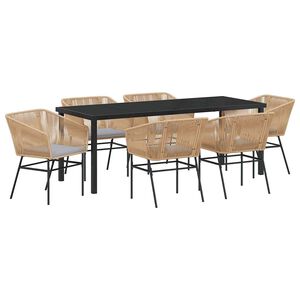 vidaXL Garden Dining Set 7 pcs Brown Powder-Coated Steel