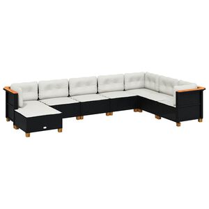 vidaXL 8 Piece Garden Sofa Set with Cushions Black Poly Rattan