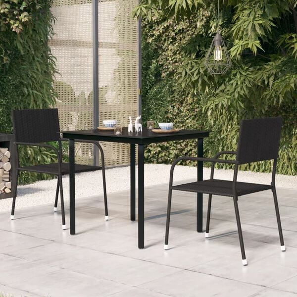 vidaXL Garden Dining Table Black 80x80x74 cm Steel and Glass