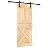 vidaXL Sliding Door Natural and Black 85 x 210 cm Solid Pine Wood