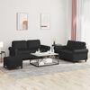 vidaXL 3 Piece Sofa Set with Cushions Black Faux Leather