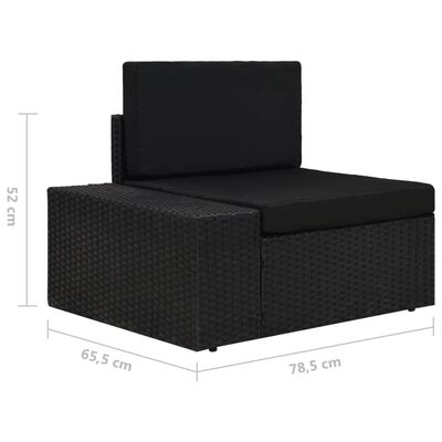 vidaXL Sectional Sofa 3-Seater Poly Rattan Black