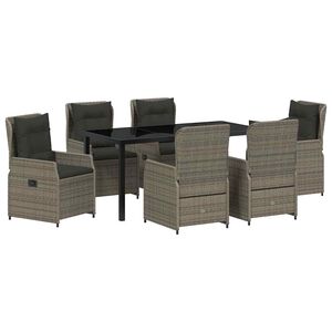vidaXL Garden Dining Set 7 pcs Grey Poly Rattan