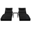 vidaXL Sun Loungers 2 pcs with Table Poly Rattan and Textilene Black