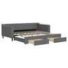 vidaXL Daybed with Trundle&Drawers without Mattress Dark Grey 90x190 cm