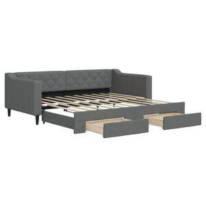 vidaXL Daybed with Trundle&Drawers without Mattress Dark Grey 90x190 cm