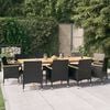 vidaXL 11 Piece Garden Dining Set with Cushions Black
