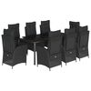vidaXL 9 Piece Garden Dining Set with Cushions Black Poly Rattan