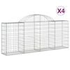 vidaXL Arched Gabion Baskets 4 pcs 200x30x80/100 cm Galvanised Iron