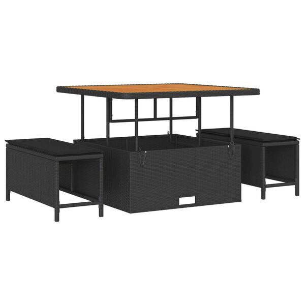 vidaXL Garden Sofa Set with Cushion with Storage 13 pcs Black