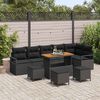 vidaXL Garden Sofa Set with Cushion with Storage 10 pcs Black