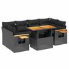vidaXL 7 Piece Garden Sofa Set with Cushions Black Poly Rattan