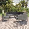vidaXL 9 Piece Garden Lounge Set with Cushions Poly Rattan Grey