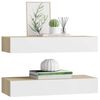vidaXL Wall Drawer Shelves 2 pcs Oak and White 60x23.5x10cm MDF