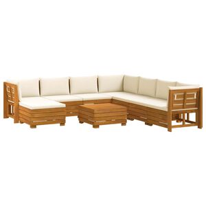 vidaXL 9 pcs Outdoor Sofa Set Solid Acacia Wood Brown