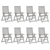 vidaXL Garden Reclining Chairs with Cushions 8 pcs Grey Solid Wood Acacia