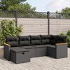 vidaXL 7 Piece Garden Sofa Set with Cushions Black Poly Rattan