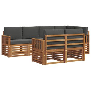 vidaXL Outdoor Sofa Set 7 pcs Natural and Anthracite Polyester