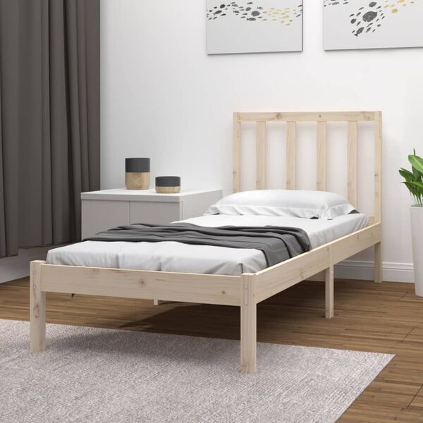 vidaXL Bed Frame without Mattress Solid Wood Pine 90x190 cm Single Single