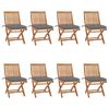 vidaXL Folding Chairs with Cushions 8 pcs Solid Teak Wood
