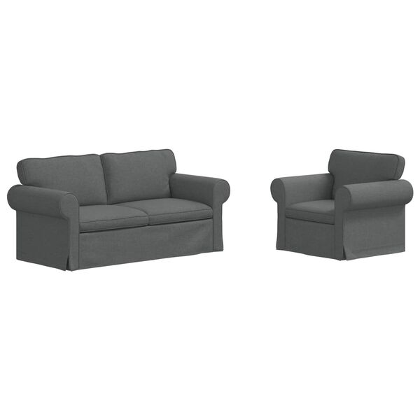 vidaXL Sofa Set 2 pcs Dark Grey 175 x 82 x 80 cm Fabric