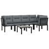 vidaXL 6 Piece Garden Lounge Set Black and Grey Poly Rattan