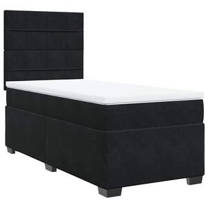 vidaXL Box Spring Bed with Mattress Black King Single Velvet