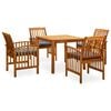 vidaXL 5 Piece Garden Dining Set with Cushions Solid Acacia Wood