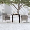 vidaXL 3 Piece Garden Dining Set with Cushions Grey and Black
