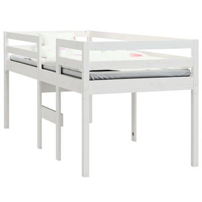 vidaXL High Sleeper Bed White 90x190 cm Single Solid Wood Pine