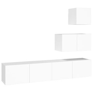 vidaXL 4 Piece TV Cabinet Set White Engineered Wood
