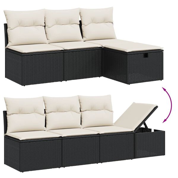 vidaXL 8 Piece Garden Sofa Set with Cushions Black Poly Rattan