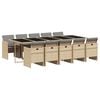 vidaXL 11 Piece Garden Dining Set with Cushions Mix Beige Poly Rattan